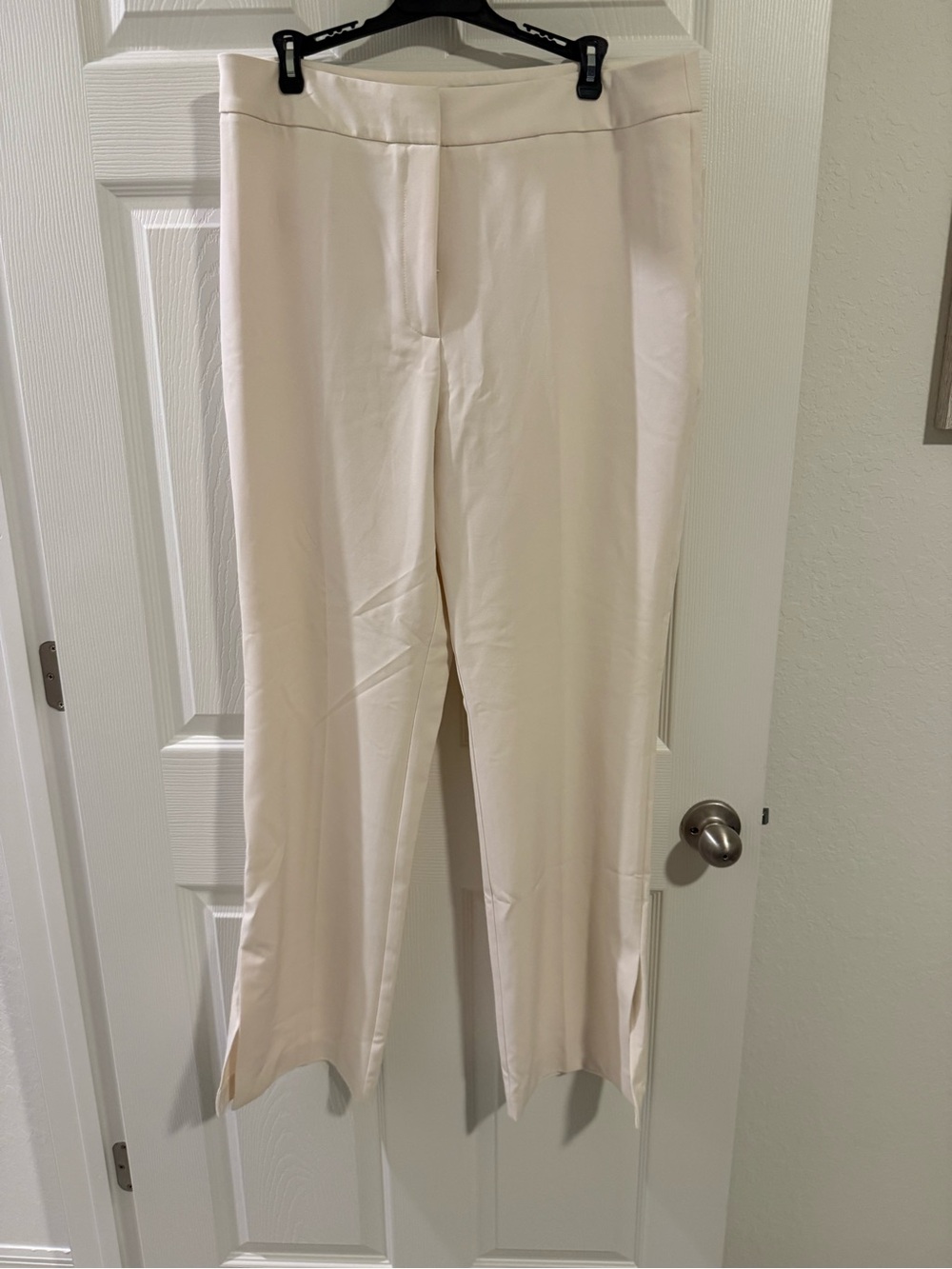 Women's Cream Straight-Leg Dress Trousers